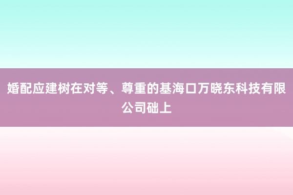 婚配应建树在对等、尊重的基海口万晓东科技有限公司础上